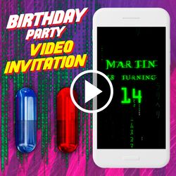 The Matrix Birthday Video Invitation, Animated video Invitation, Matrix Personalized Video Invitation