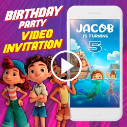 Luca Birthday Video Invitation, Luca Birthday Party, Luca Animated video Invitation, Personalized Video Invitation
