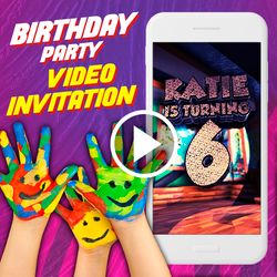 Paint Art Party Birthday Video Invitation, Art Party Animated Invite, Painting Party Digital Custom Invite, Artsy evite