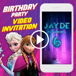 Frozen Birthday Party Video Invitation, Frozen Animated Invite Video, Elsa Digital Custom Invite