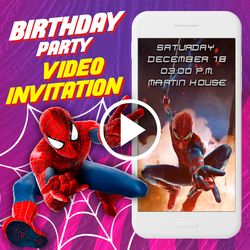 Spiderman Birthday Party Video Invitation, Spiderman Animated Invite, Marvel Superheroes Video Invitation