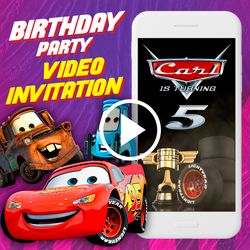 Cars Birthday Party Video Invitation, Cars Animated Invite Video, Lightning McQueen Digital Custom Invite