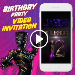 Black Panther 2 Birthday Party Video Invitation,Wakanda Forever Animated Invite Video,Marvel Superheroes Birthday Invite