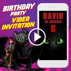 How to Train your Dragon Birthday Party Video Invitation, Night Fury Animated Video Invite, Toothless Invitation