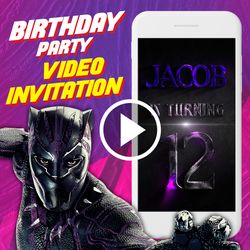 Black Panther Birthday Party Video Invitation,Wakanda T'Challa Animated Invite Video,Marvel Superheroes Birthday Digital