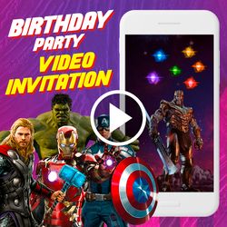 Avengers Birthday Party Video Invitation, Avengers Animated Invite, Marvel Superheroes Video Invitation