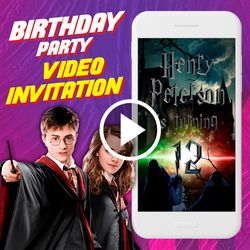 Wizard Birthday Video Invitation, Harry Potter Party Animated Invitation, Witches and Wizard Digital Invite, Magical