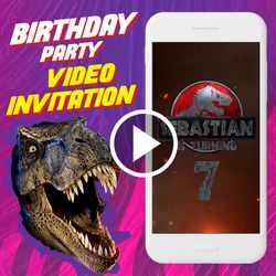 Jurassic World Birthday Party Video Invitation, Dinosaur Animated Video, Jurassic Park Digital Custom Invite