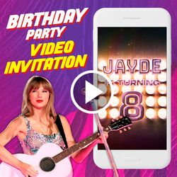 Taylor Swift Birthday Party Video Invitation, eras tour Animated Invite Video, concert Digital Custom Invite
