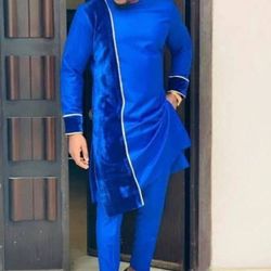 blue men clothing, 2pics men sets, different sizes and colors, men wesrs, handmade wears. shirt and pants