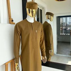 brown african men clothing, 2pics men sets, cotton fabric, different sizes and colors, men wesrs, wedding suit