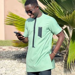 lemon green african men clothing, 2pics men sets, cotton fabric, different sizes and colors, men wesrs, wedding suit