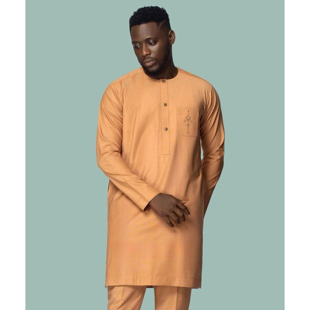Segun African Men Clothing 2pics Men Sets Cotton Fabric Different Sizes And Colors Men Wesrs Wedding Suit 1