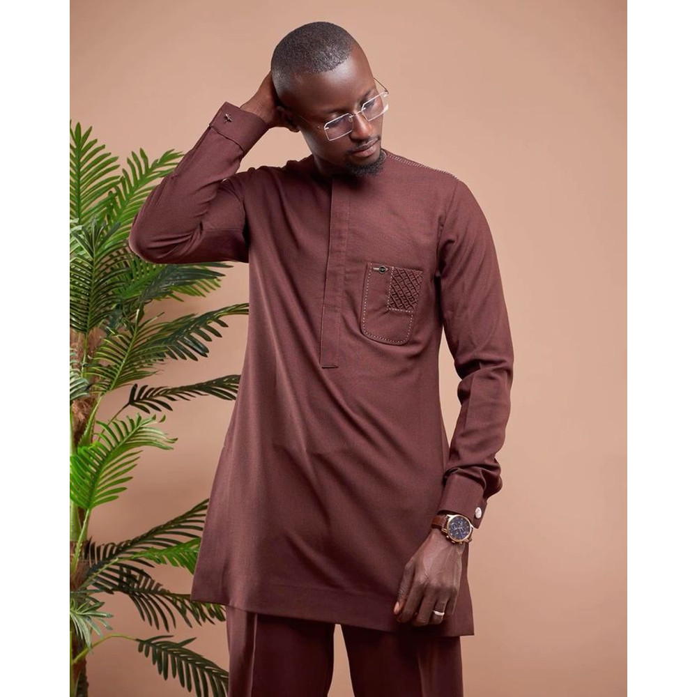 Oba African Men Clothing 2pics Men Sets Cotton Fabric Different Sizes And Colors Men Wesrs Wedding Suit 1