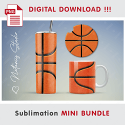 Basketball Mini BUNDLE - Sublimation designs - 20 oz Tumbler - 11 oz-15 oz Mug - Car Coaster