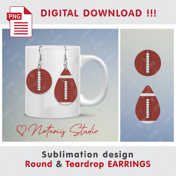 10 Sport Sports - Sublimation Round Teardrop EARRINGS. - Inspire Uplift