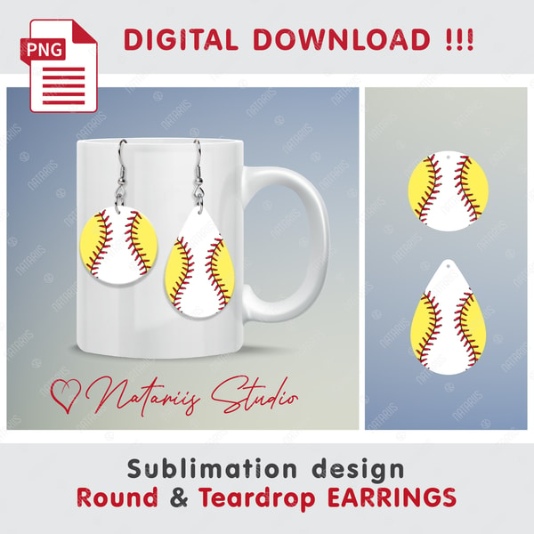 10 Sport Sports - Sublimation Round Teardrop EARRINGS. - Inspire Uplift