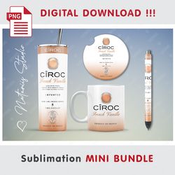 Inspired CIROC Vanilla Mini BUNDLE - Sublimation designs - 20 oz Tumbler - 11 oz-15 oz Mug - Epoxy Pen - Car Coaster