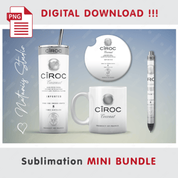 Inspired CIROC Coconut Mini BUNDLE - Sublimation designs - 20 oz Tumbler - 11 oz-15 oz Mug - Epoxy Pen - Car Coaster