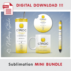 Inspired CIROC Pineapple Mini BUNDLE - Sublimation designs - 20 oz Tumbler - 11 oz-15 oz Mug - Epoxy Pen - Car Coaster