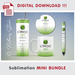 Inspired CIROC Apple Mini BUNDLE - Sublimation designs - 20 oz Tumbler - 11 oz-15 oz Mug - Epoxy Pen - Car Coaster