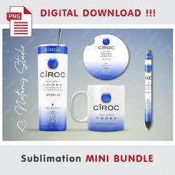 Inspired CIROC Blue Mini BUNDLE - Sublimation designs - 20 oz Tumbler - 11 oz-15 oz Mug - Epoxy Pen - Car Coaster