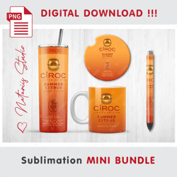 Inspired Citrus CIROC Mini BUNDLE - Sublimation designs - 20 oz Tumbler - 11 oz-15 oz Mug - Epoxy Pen - Car Coaster