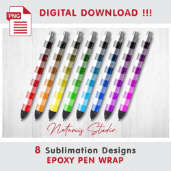 8 Buffalo Plaid Pen Designs - Seamless Patterns - EPOXY PEN WRAP - Full Pen Wrap
