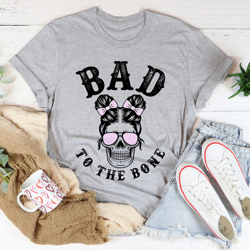 Bad To The Bone Cute Skull Tee..jpg