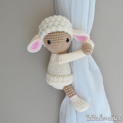 Vanilla - Girly Lamb curtain tieback crochet PATTERN