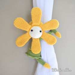Sunflower Girl tieback CROCHET PATTERN, right or left tieback pattern