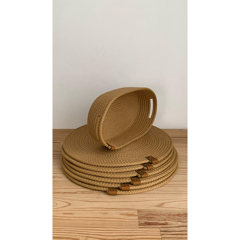 Round Woven Placemats And Bread Basket Set In Natural Color  Handmade Washable Table Mats  Boho Din 3