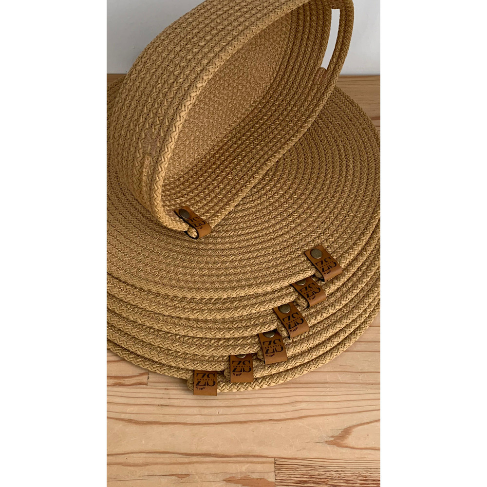 Round Woven Placemats And Bread Basket Set In Natural Color  Handmade Washable Table Mats  Boho Din 4