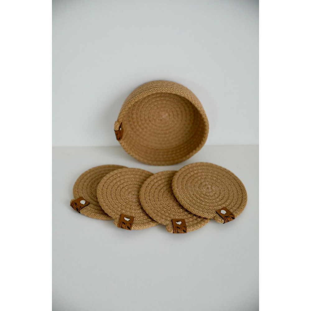Washable Cotton Coasters With Holder Basket Woven Rope Coaster Colorful Table Coaster Dining Coffe 1