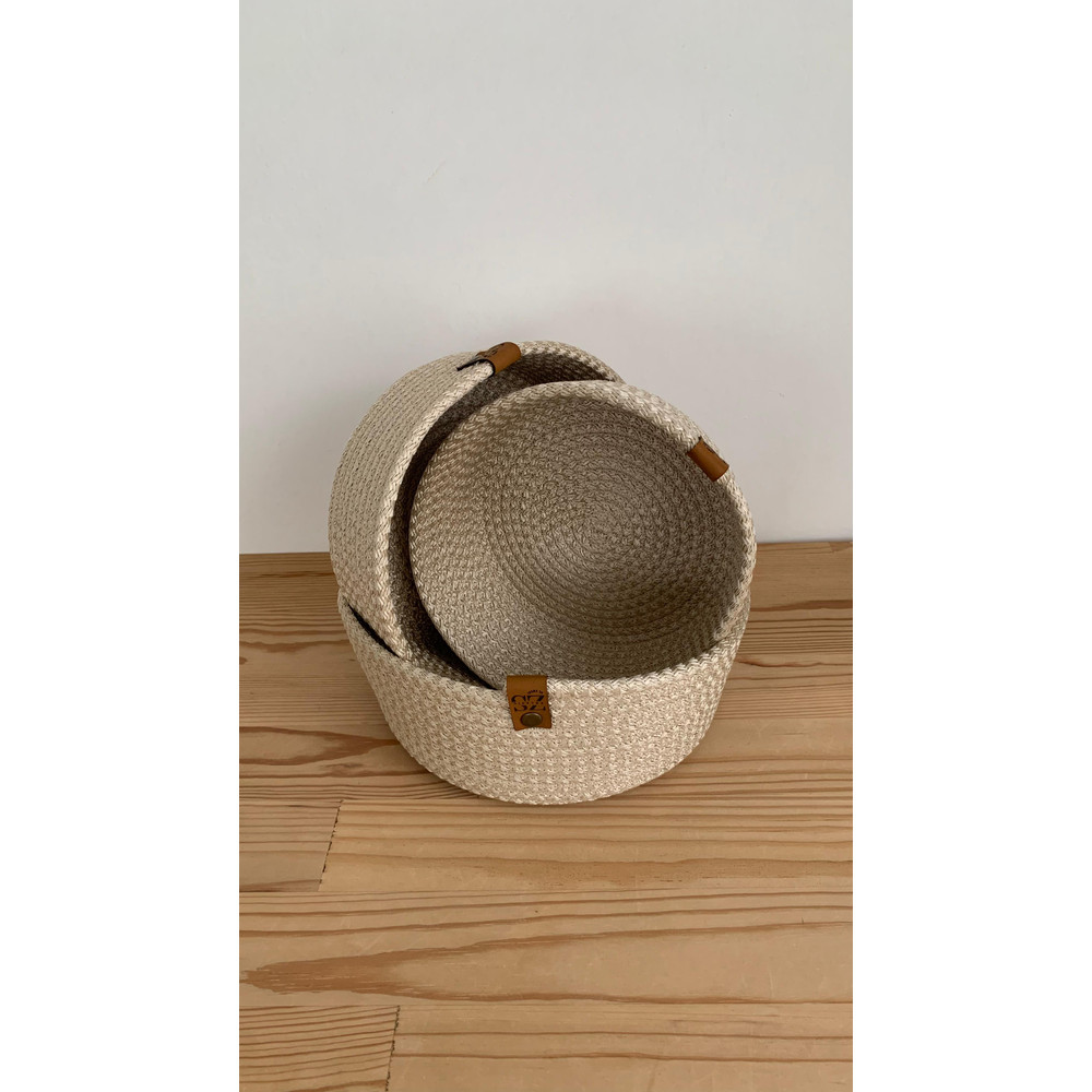 Set Of 3 Round Rope Bowls Cotton Rope Storage Baskets Organizers Multipurpose Braided Storage Bas 0