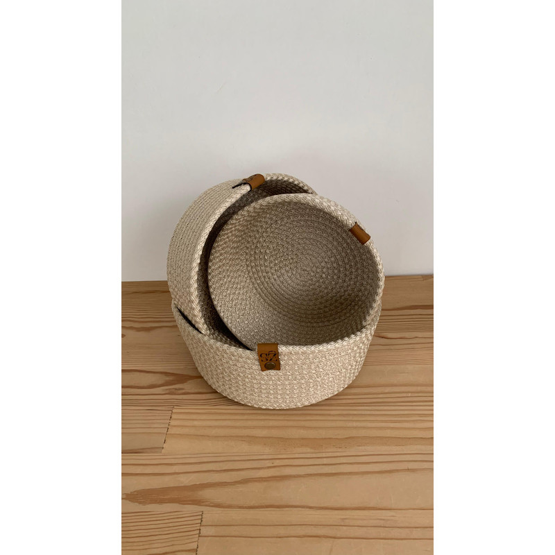 Set Of 3 Round Rope Bowls Cotton Rope Storage Baskets Organizers Multipurpose Braided Storage Bas 0