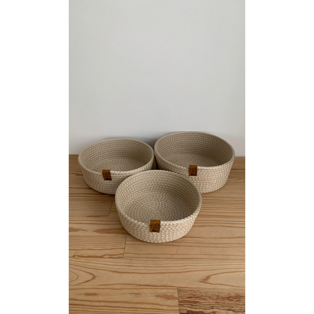 Set Of 3 Round Rope Bowls Cotton Rope Storage Baskets Organizers Multipurpose Braided Storage Bas 4