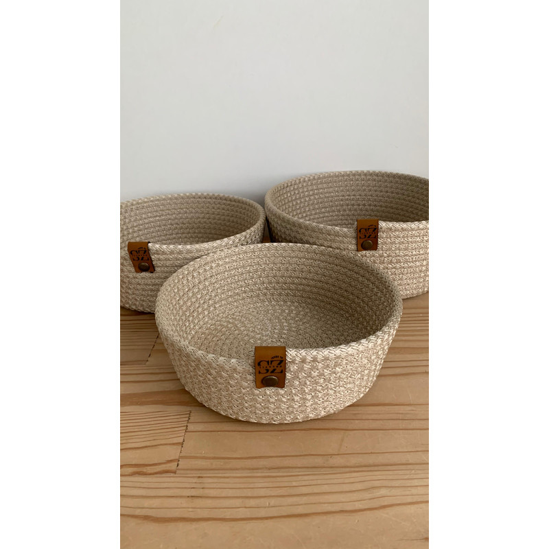 Set Of 3 Round Rope Bowls Cotton Rope Storage Baskets Organizers Multipurpose Braided Storage Bas 5