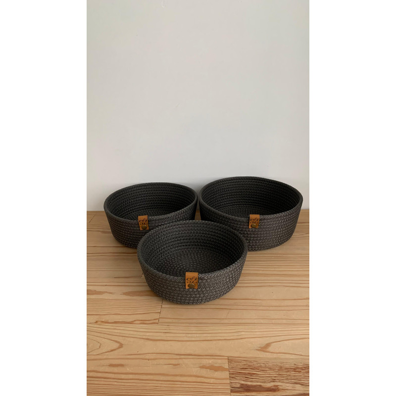 Set Of 3 Round Rope Bowls Cotton Rope Storage Baskets Organizers Multipurpose Braided Storage Bas 9
