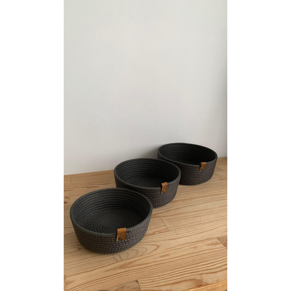 Set Of 3 Round Rope Bowls Cotton Rope Storage Baskets Organizers Multipurpose Braided Storage Bas 10
