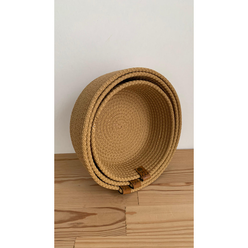 Set Of 3 Round Rope Bowls Cotton Rope Storage Baskets Organizers Multipurpose Braided Storage Bas 3