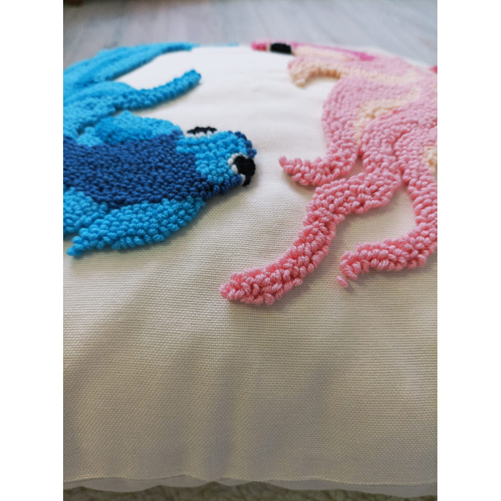 Koi Fish Punch Embroidery Pillow Cover With Pompoms Feng Shui Decorative Square Cushion Case 2