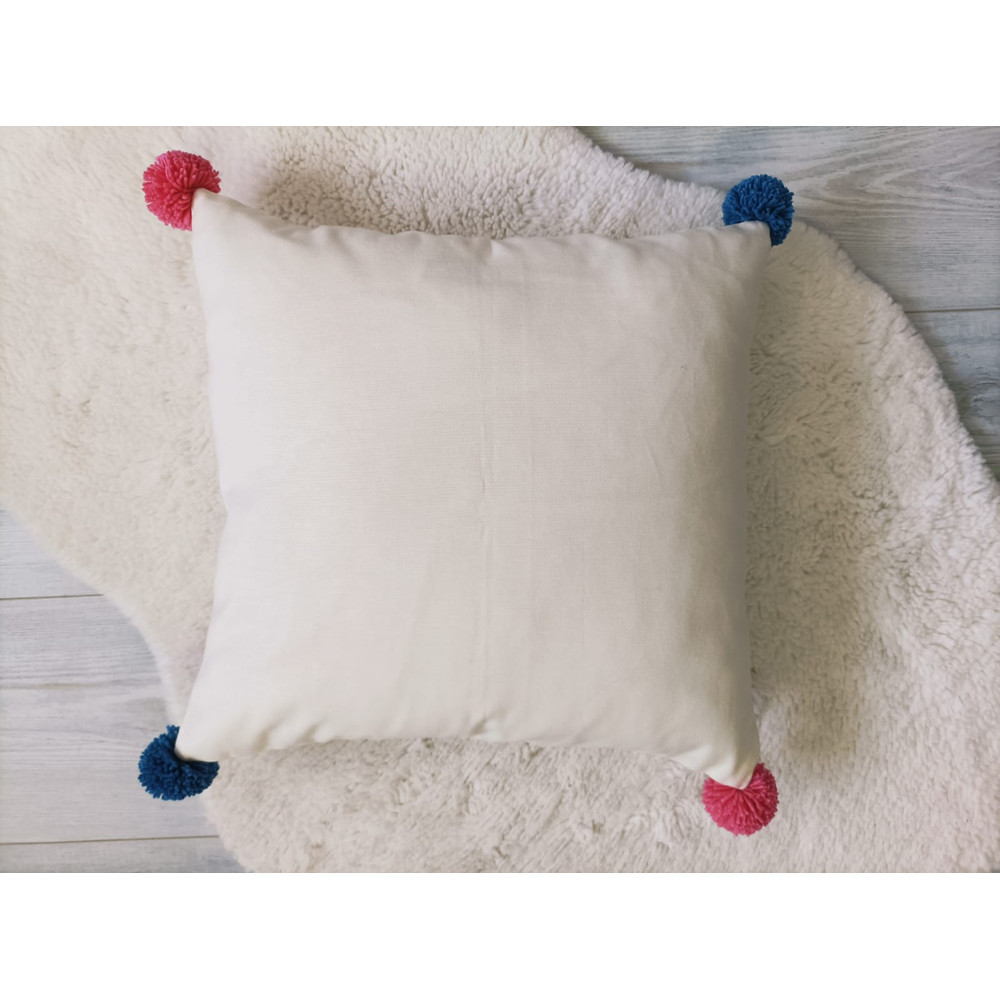 Koi Fish Punch Embroidery Pillow Cover With Pompoms Feng Shui Decorative Square Cushion Case 5