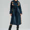 Womens Denim Trenchcoat With Crochet Details Overcoat With Belted And Pockets 8