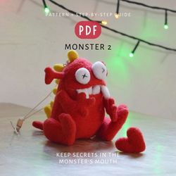 Digital Download - PDF stuffed Monster 2 toy Sewing Pattern. DIY toy tutorial.