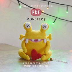 Digital Download - Monster 5 PDF pattern for sewing a DIY toy.