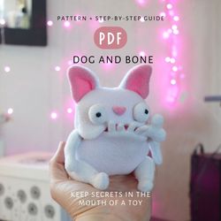 Digital Download - "Dog and Bone" Toy Sewing Pattern in PDF format. DIY tutorial for making your own toy.
