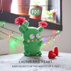 A fun cactus toy PDF pattern. A step-by-step guide will help you create your very own unique cactus toy.