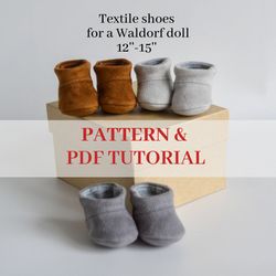 Pattern and PDF-tutorial of textile shoes for a Waldorf doll 12-15". DIY
