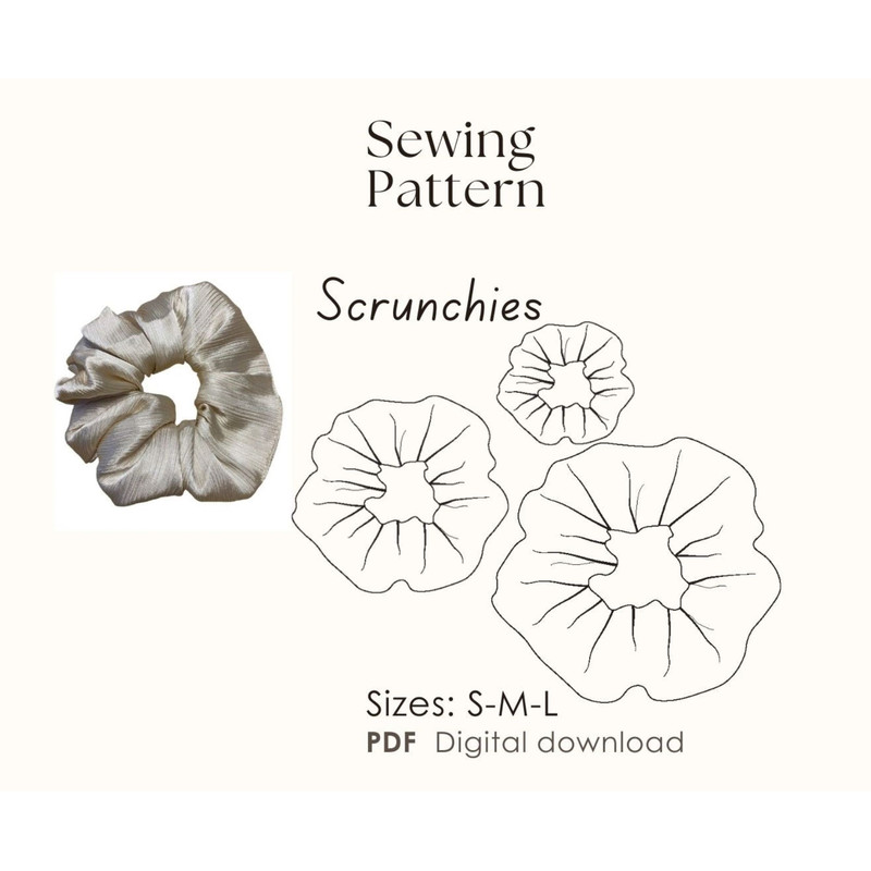 Scrunchie Sewing Pattern  3 Sizes PDF 0
